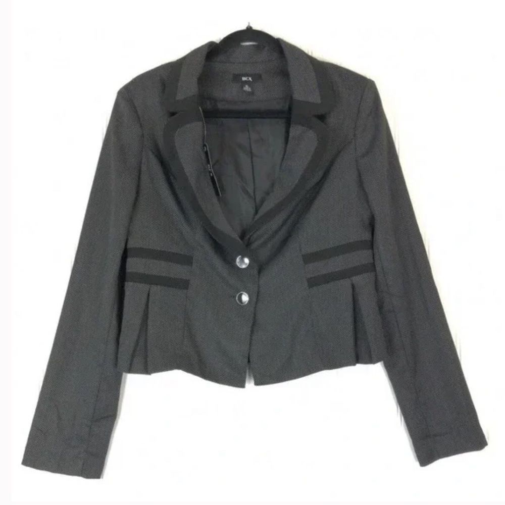 BCX Black and Gray Blazer Button Front Jacket NWT Size Medium